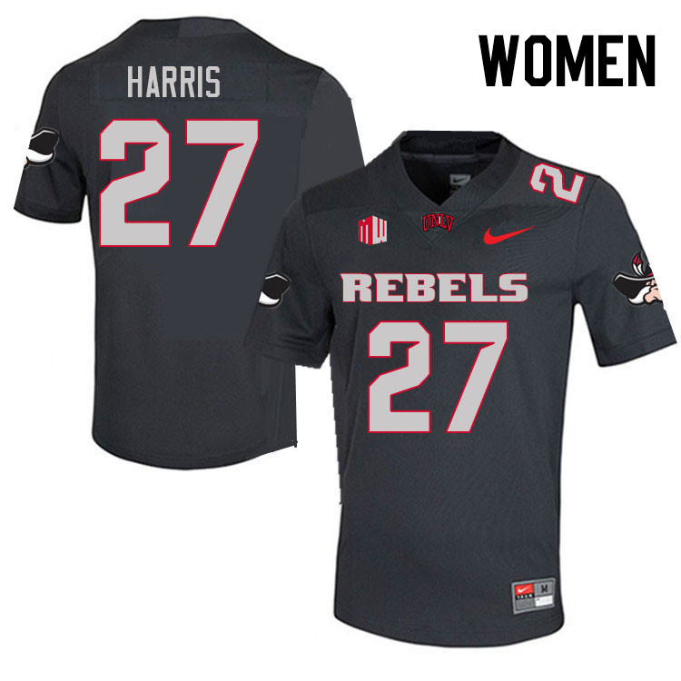 Women #27 BJ Harris UNLV Rebels College Football Jerseys Stitched Sale-Charcoal